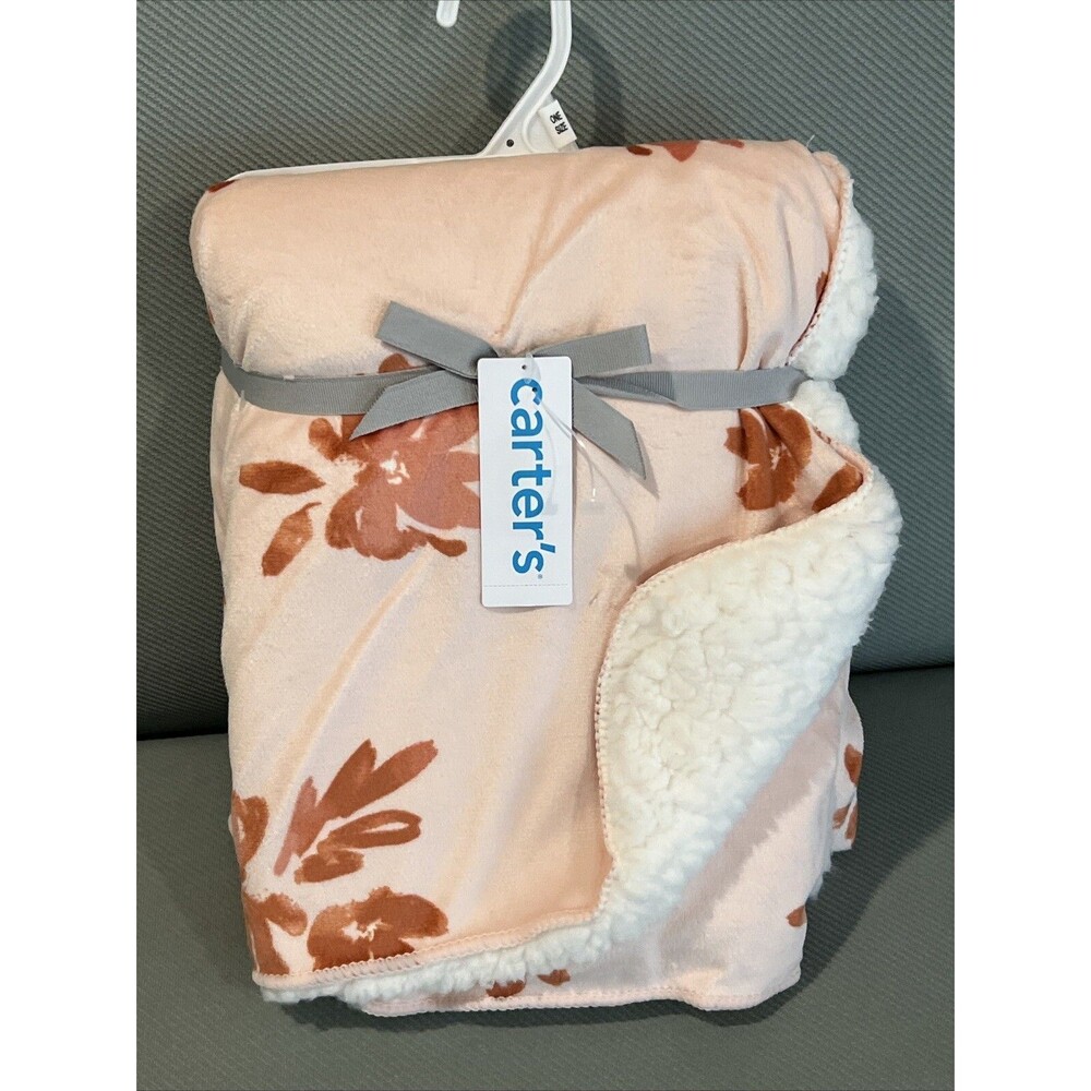 Carters Baby Blanket Pink Floral Plush Cozy Soft Girls Shower Gift New